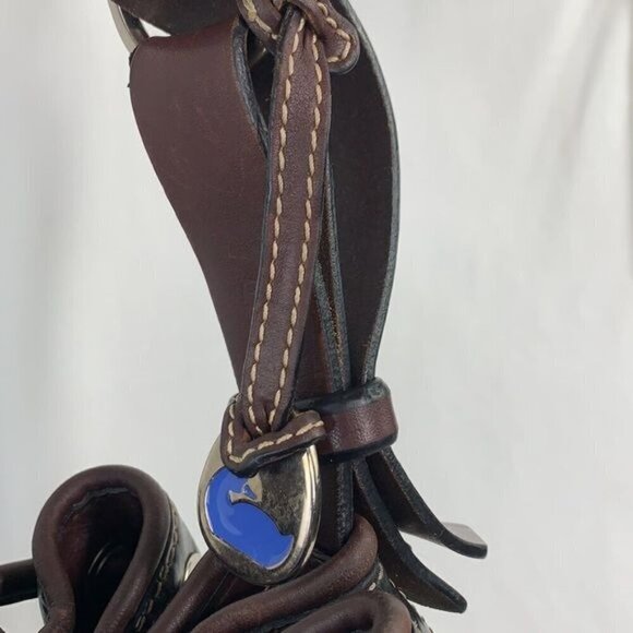 Dooney & Bourke Croc Embossed Leather Drawstring Shoulder Bag-Brown 10”W x 10”H - Picture 6 of 16